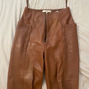 Tibi Brown Leather Pants
